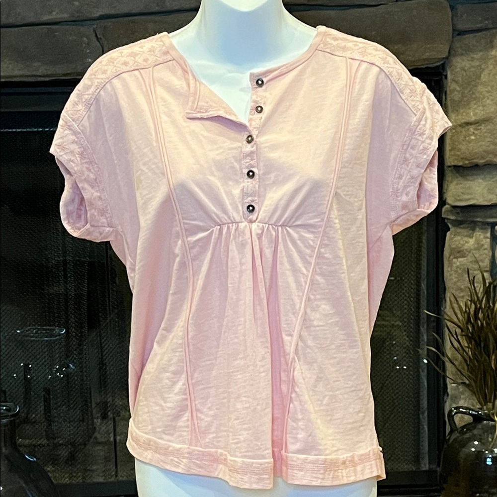Knox Rose Light Rose Pink Button-Down SS, Size Small